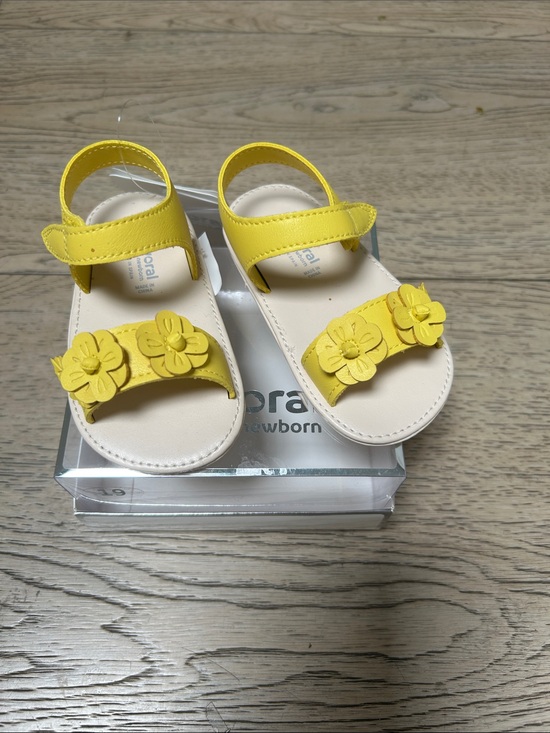 Mayoral Other - Mayoral Yellow Floral Velcro Strap Baby Sandals